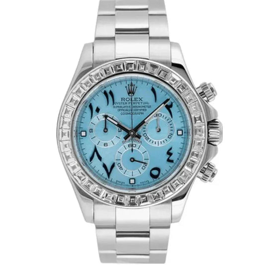 Daytona Platinum Diamond Ice Blue Arabic Dial 40 mm
