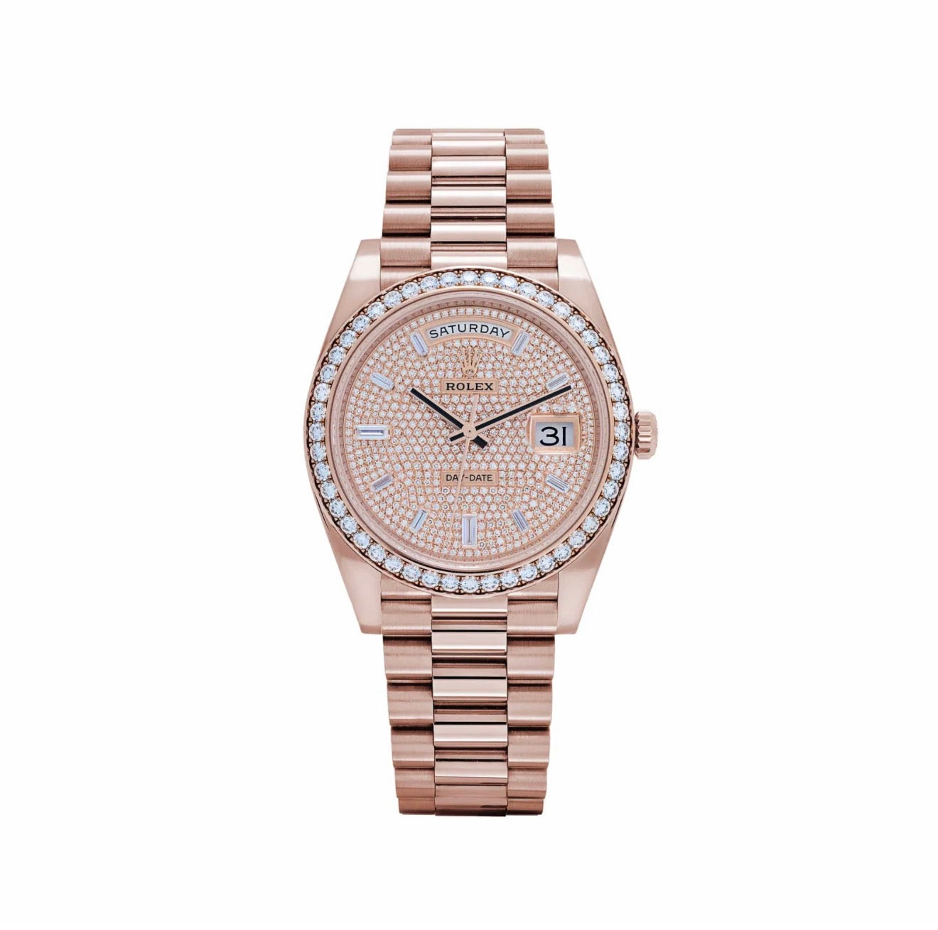 Day Date Rose Gold Diamond Dial Diamond Bezel 40 mm