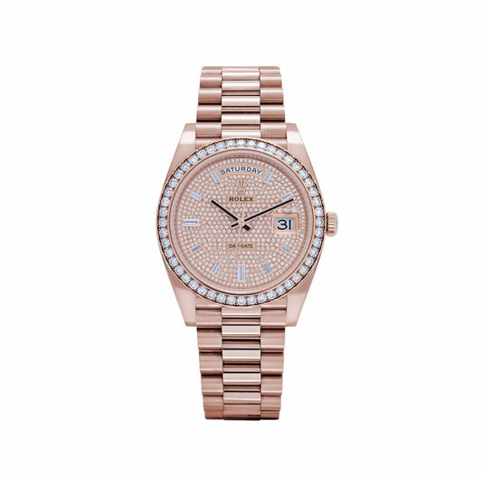 Day Date Rose Gold Diamond Dial Diamond Bezel 40 mm