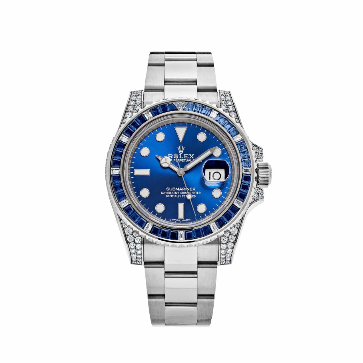 Submariner Date White Gold Blue Dial Sapphire Diamond Bezel