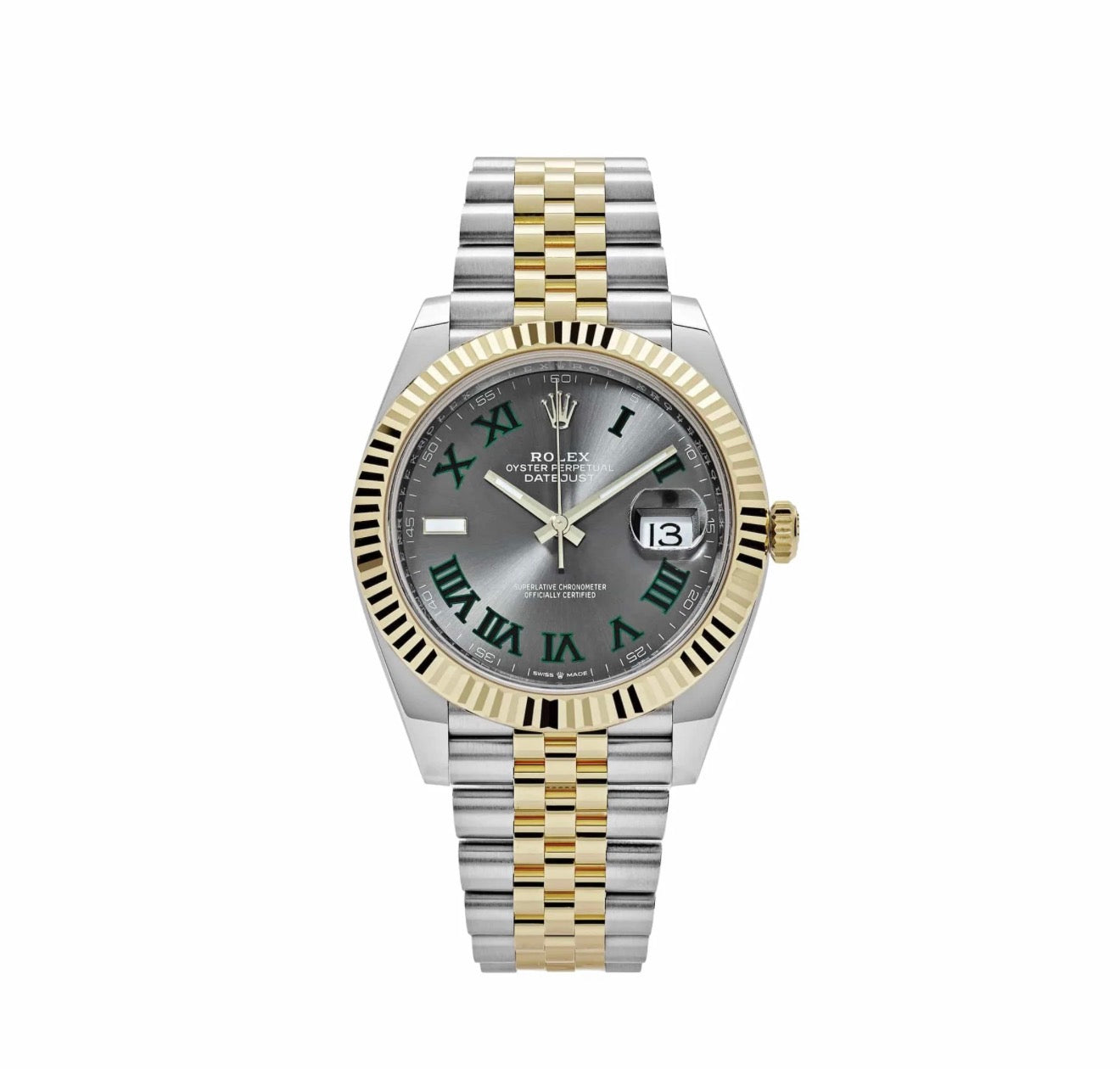 Datejust 'Wimbledon' Stainless Steel Yellow Gold Slate Dial Jubilee 41 mm