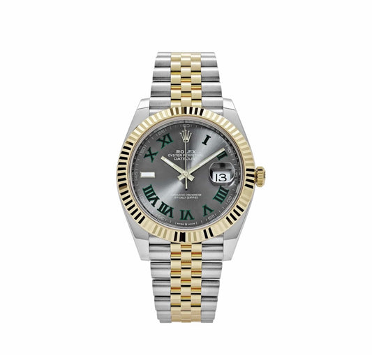 Datejust 'Wimbledon' Stainless Steel Yellow Gold Slate Dial Jubilee 41 mm