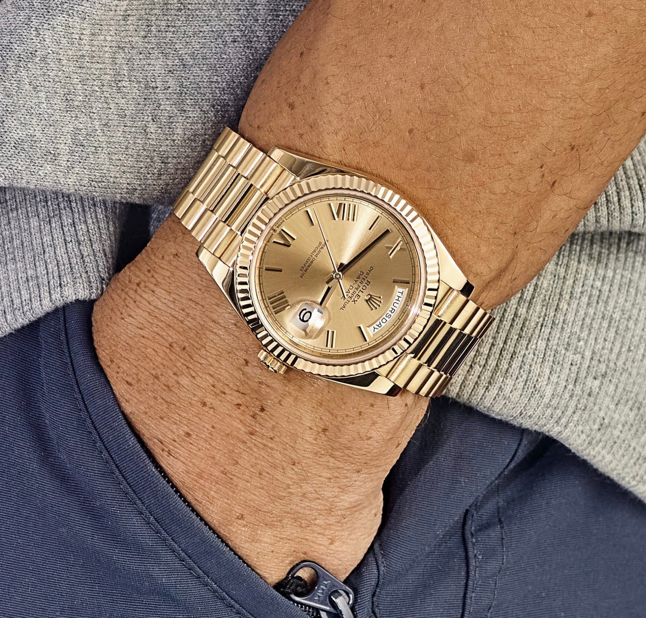Day-Date Yellow Gold Champagne Roman Dial 40 mm