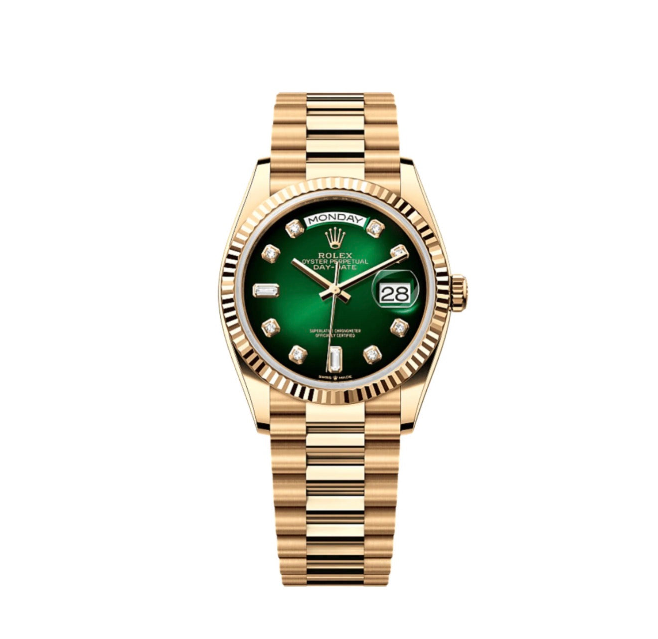 Day-Date Yellow Gold Green Diamond Dial 36 mm
