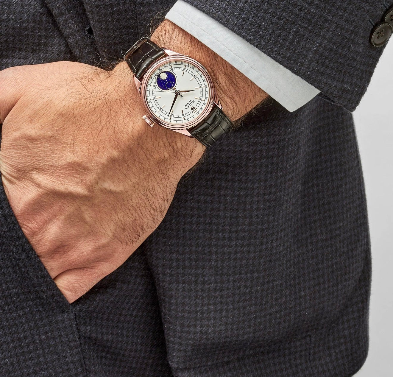 Cellini Rose Gold White Dial Moon Phase