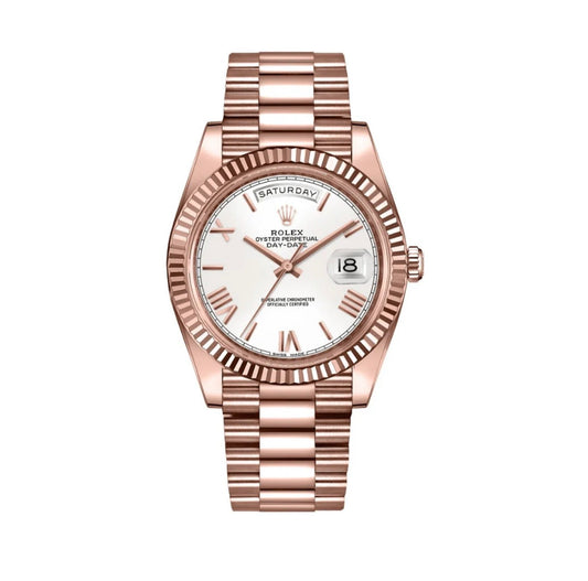 Day Date Rose Gold White Dial 40 mm