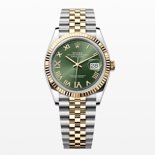 Datejust Silver Gold Green Dial 36 mm