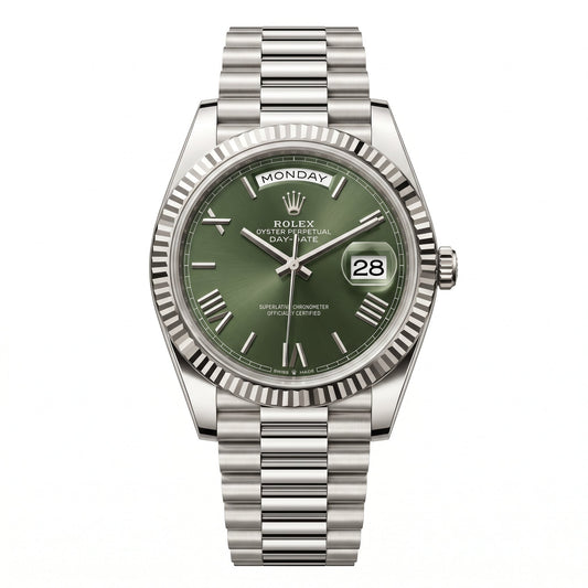 Day-Date 40 Silver "Olive Green" President