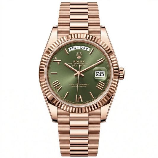 Day-Date  Rose Gold Olive Green Dial
