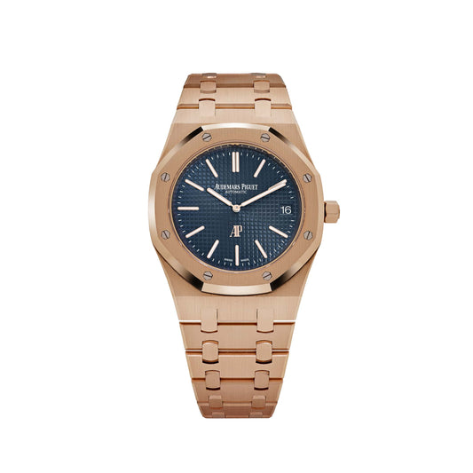 Audemars Piguet Royal Oak 15202OR.OO.1240OR.01 'Jumbo' Extra-Thin Rose Gold Blue Dial (2016)