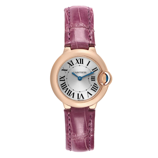 Cartier Ballon Bleu Rose Gold Purple Leather 28mm