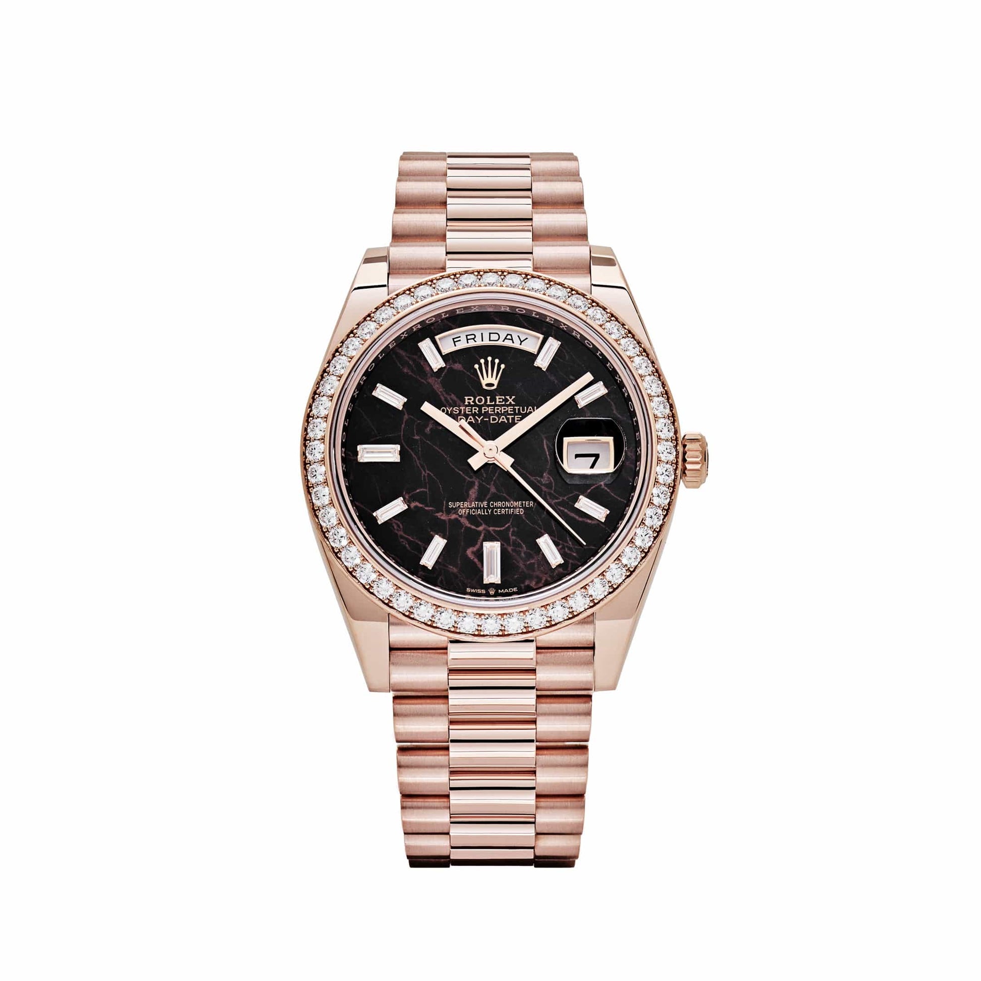 Rolex Day-Date 40 228345RBR Rose Gold Eisenkiesel Diamond Dial Diamond Bezel